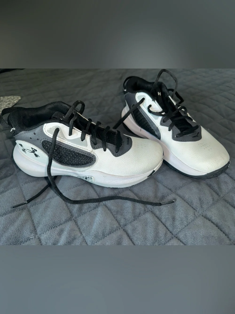 Under Armour Black and White Kids Sneakers